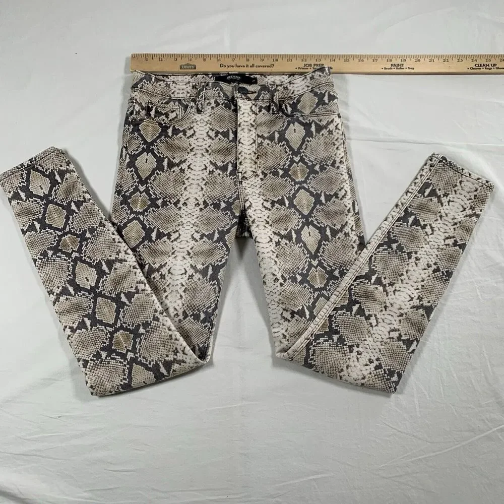 Hudson Barbara Super Skinny Snake Python‎ Print  Jeans Size 27 Stretch High Rise